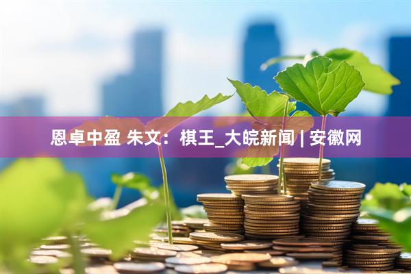 恩卓中盈 朱文：棋王_大皖新闻 | 安徽网