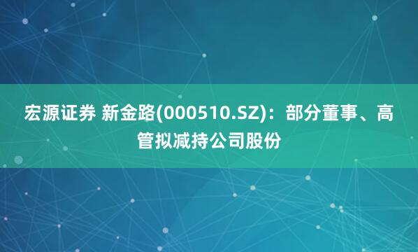 宏源证券 新金路(000510.SZ)：部分董事、高管拟减持公司股份